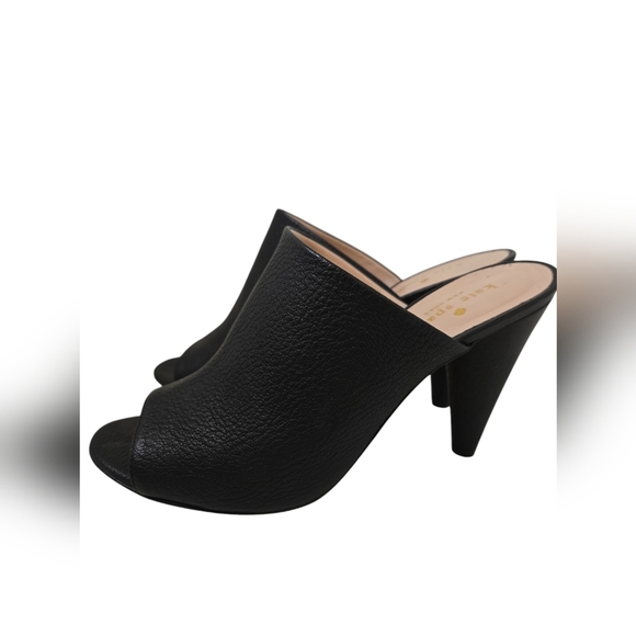Kate Spade New York Bova peep-toe cone-heel mule black Pebble Leather 8 B - Picture 5 of 7